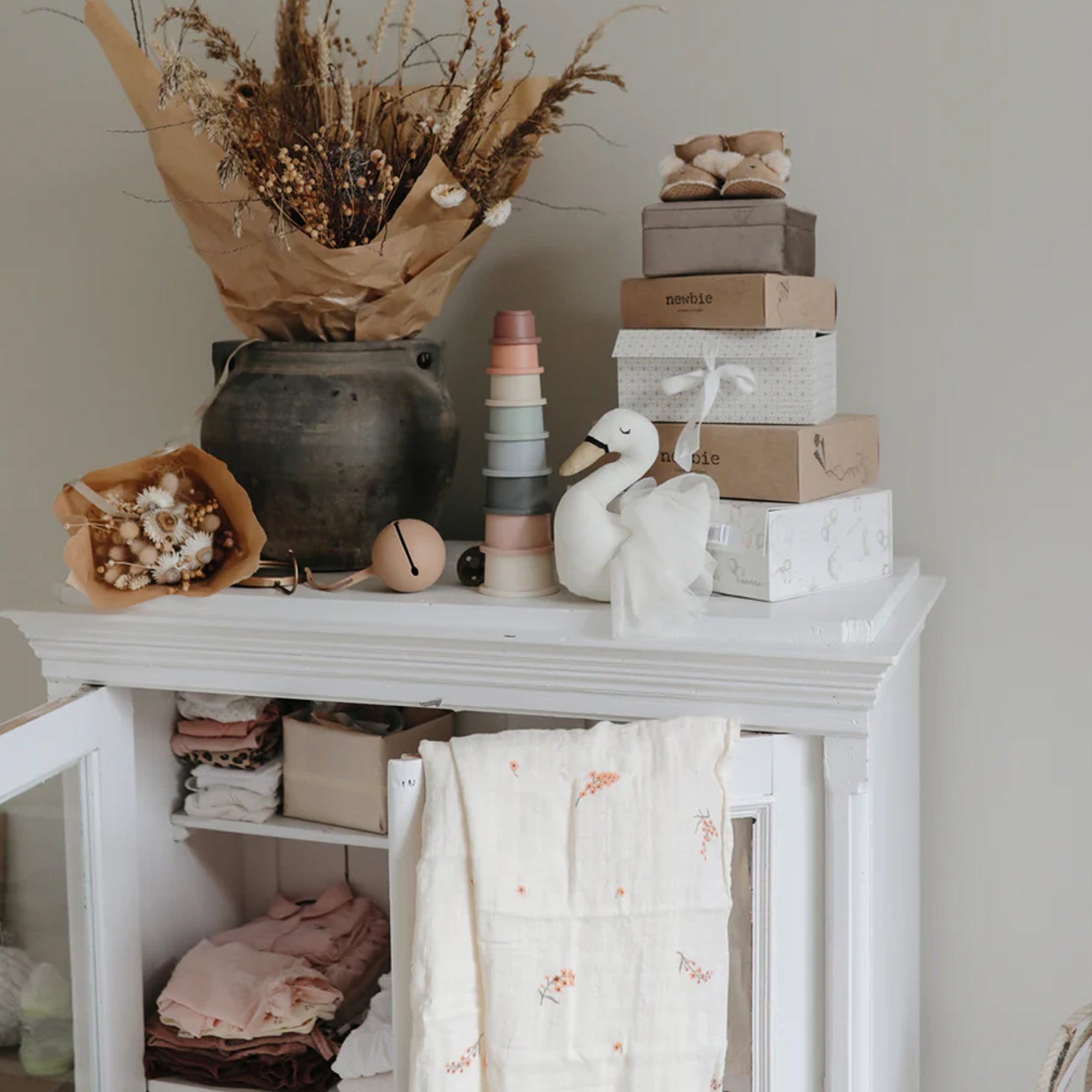 MUSHIE Muslin Swaddle Blanket Organic Cotton - Flowers