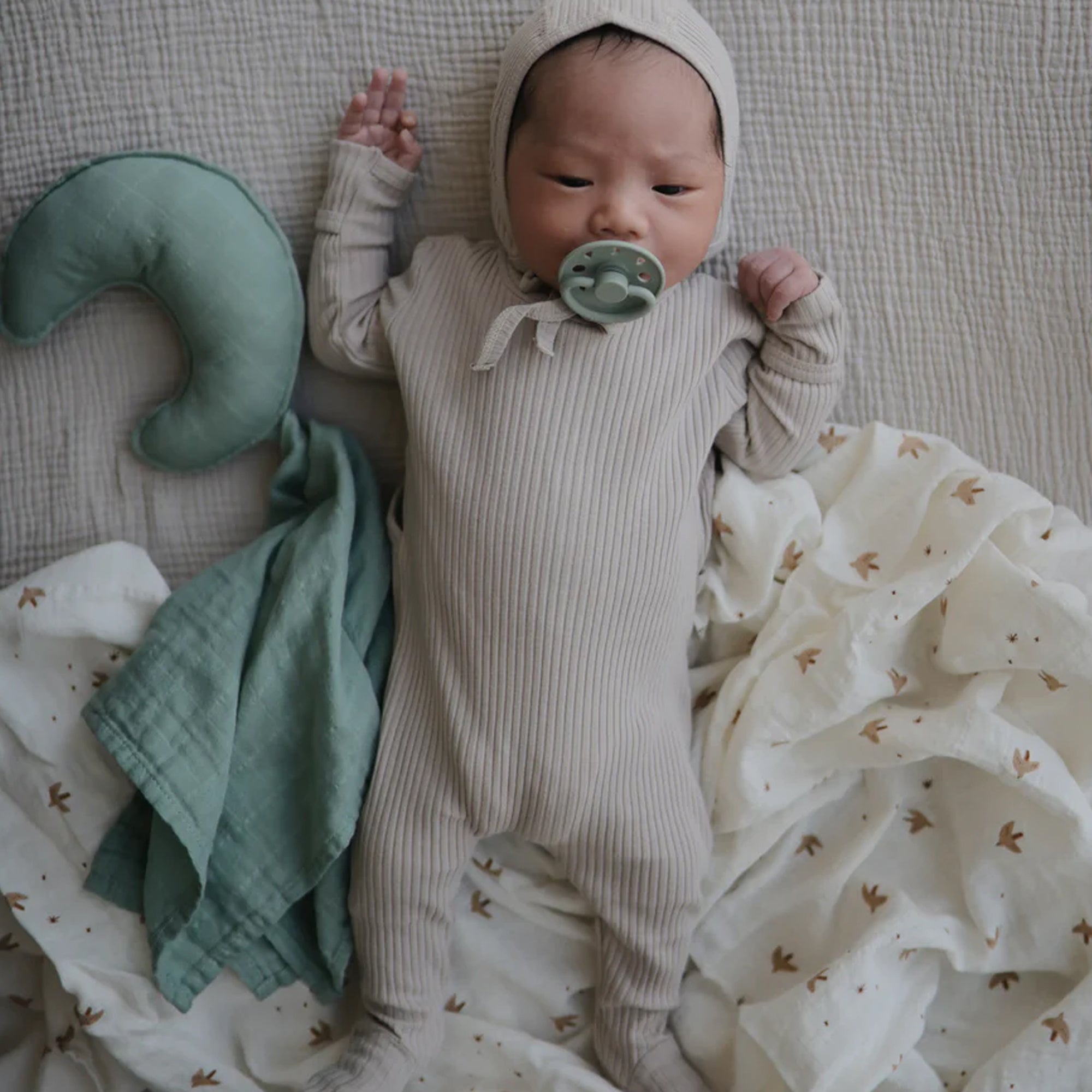 MUSHIE Muslin Swaddle Blanket Organic Cotton - Sparrow