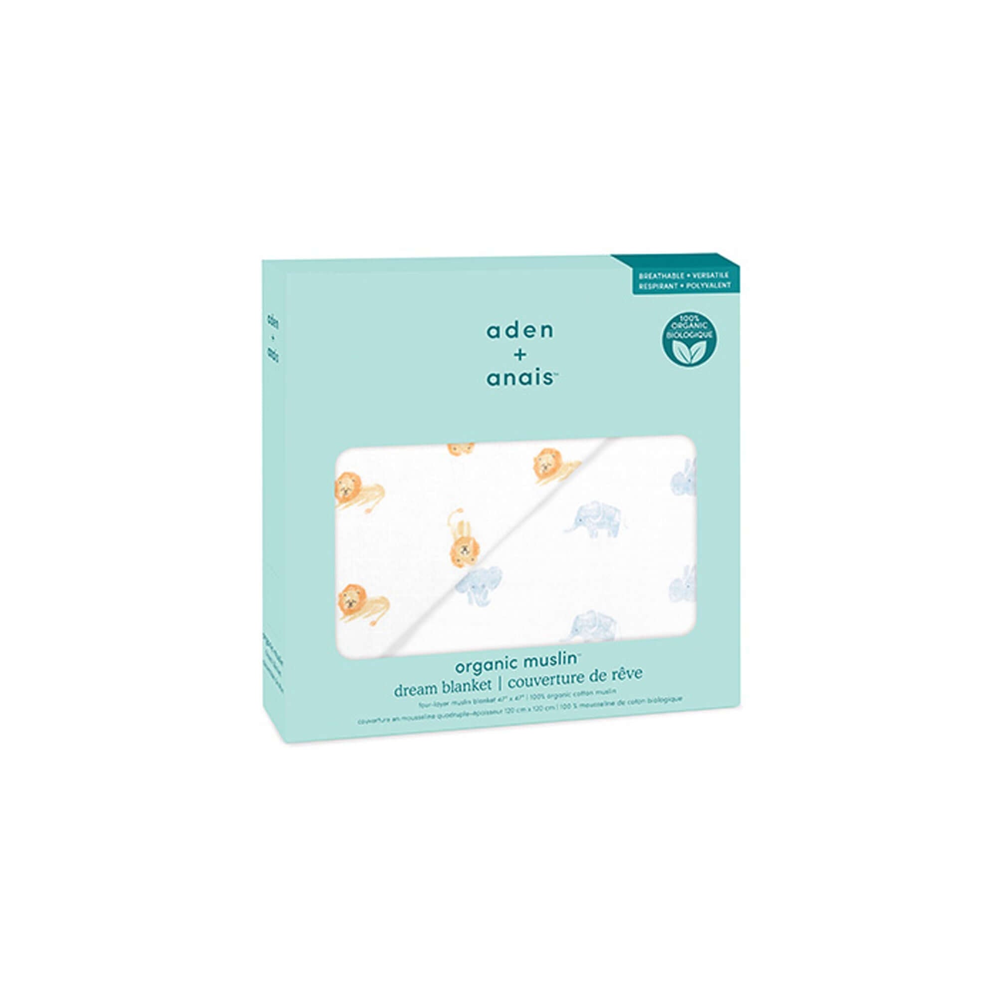 ADEN + ANAIS Organic Dream Blanket - Animal Kingdom/Hello Elephants