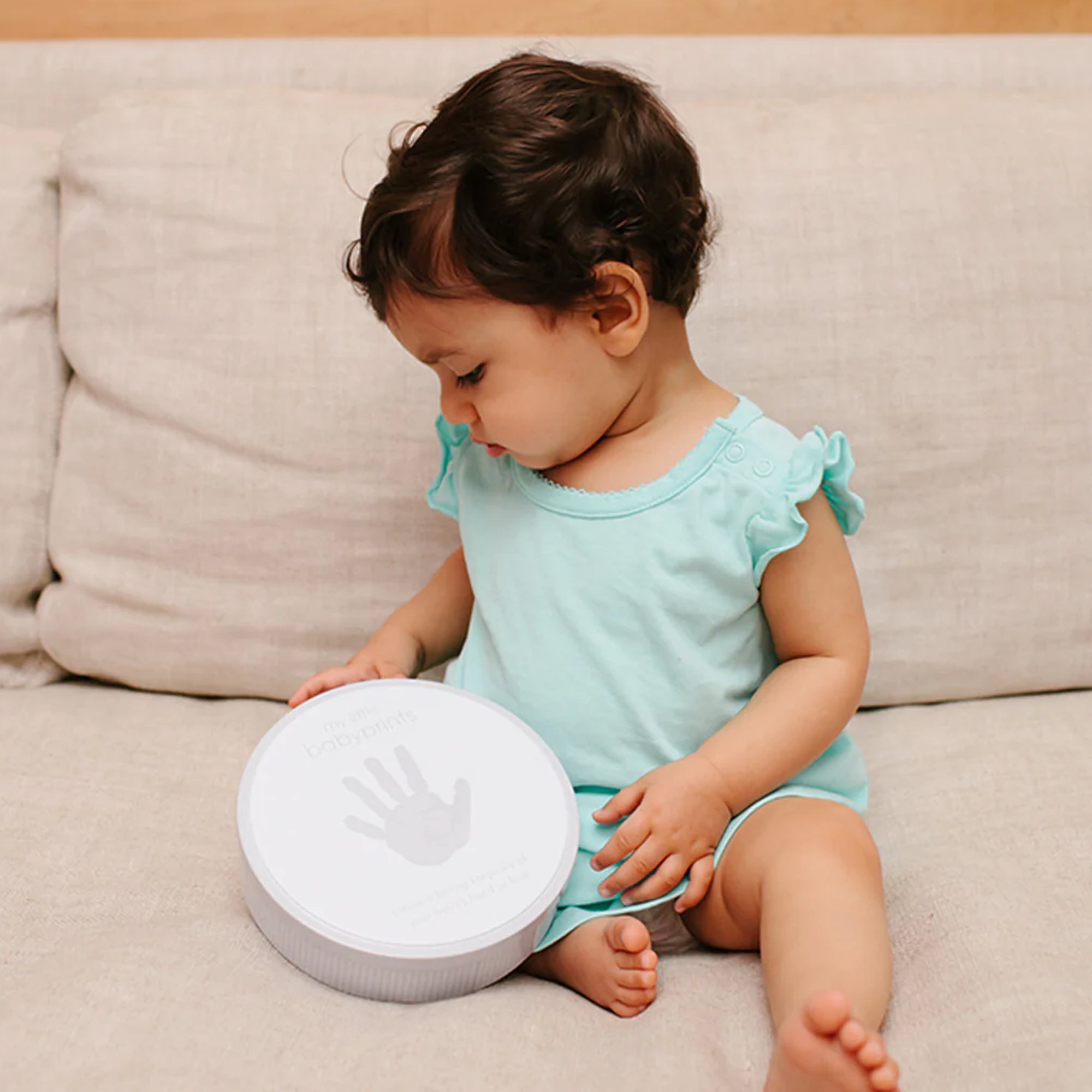 Boîtes rondes PEARHEAD Babyprints - Gris