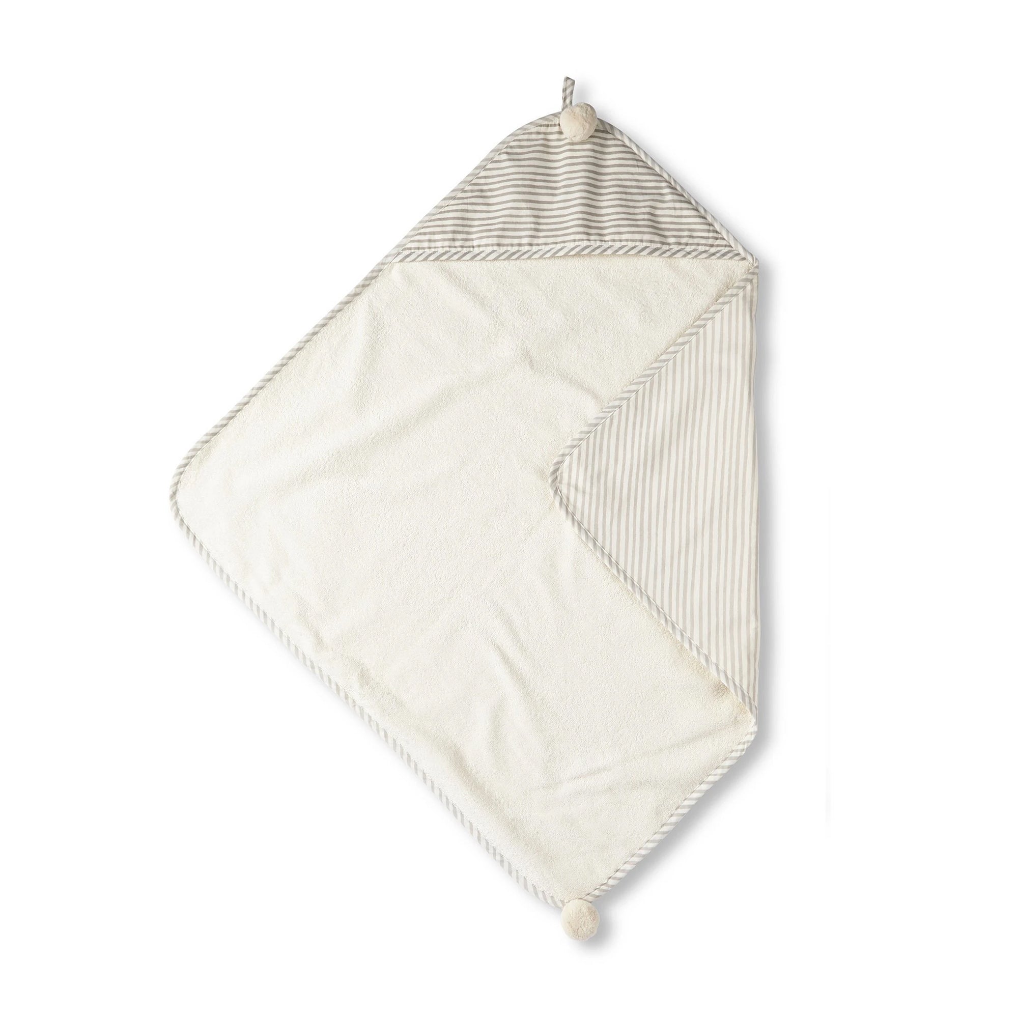 PEHR Hooded Towel - Stripes Away Pebble Grey