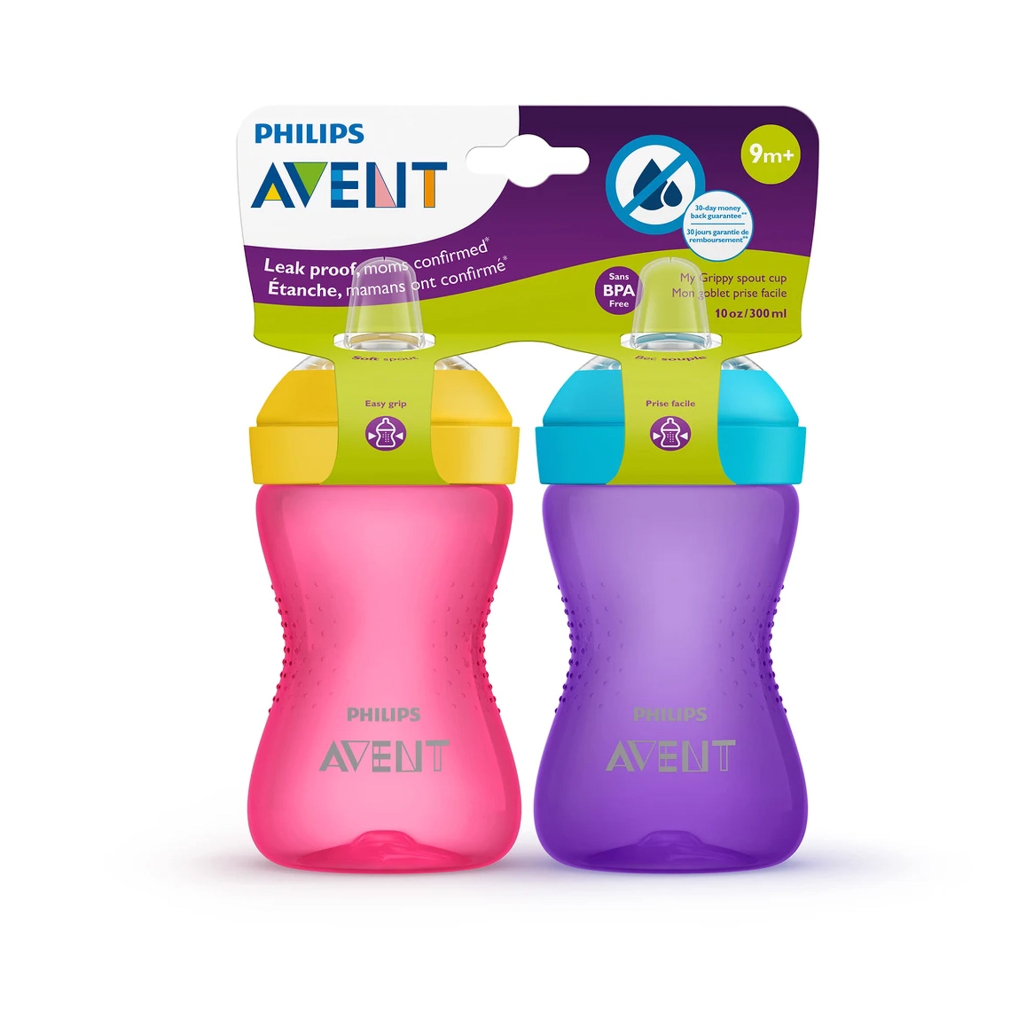 Philips Avent My Grippy Spout Cup 280 ml, lot de 2 - Rose/Violet 