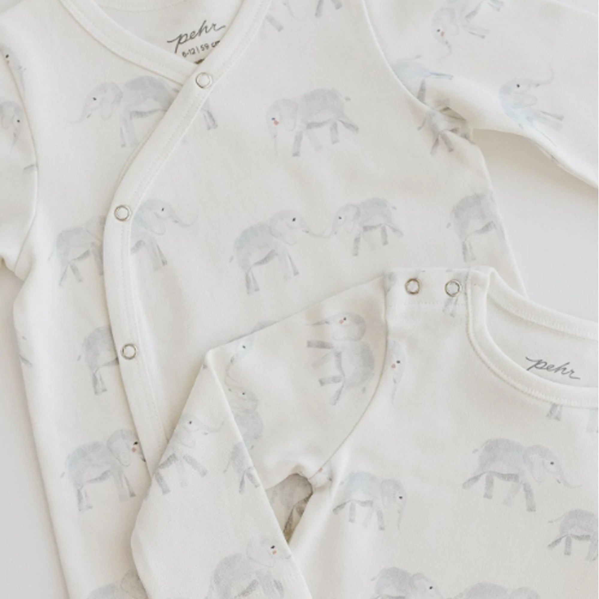 PEHR Organic Cotton Shoulder Snap One-Piece - Follow Me Elephant