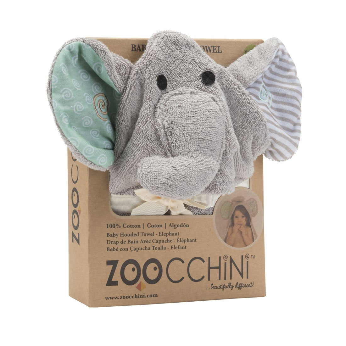 ZOOCCHINI Baby Snow Terry Hooded Bath Towel (0-18M) - Elle Elephant