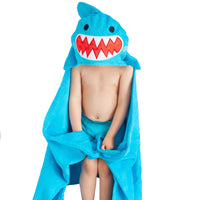 Thumbnail for ZOOCCHINI Kids Plush Terry Hooded Bath Towel (2Y+) - Sherman Shark
