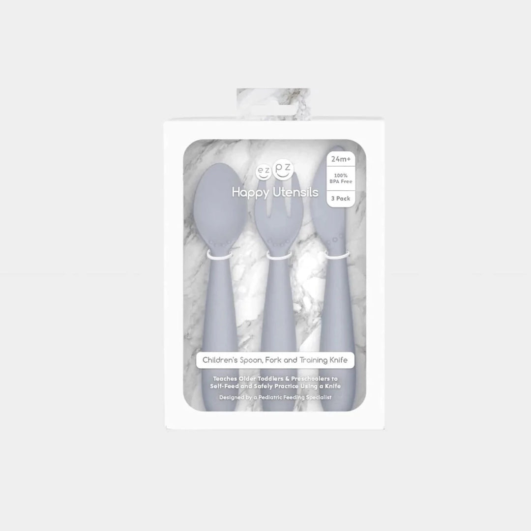 EZPZ Happy Utensils - Pewter