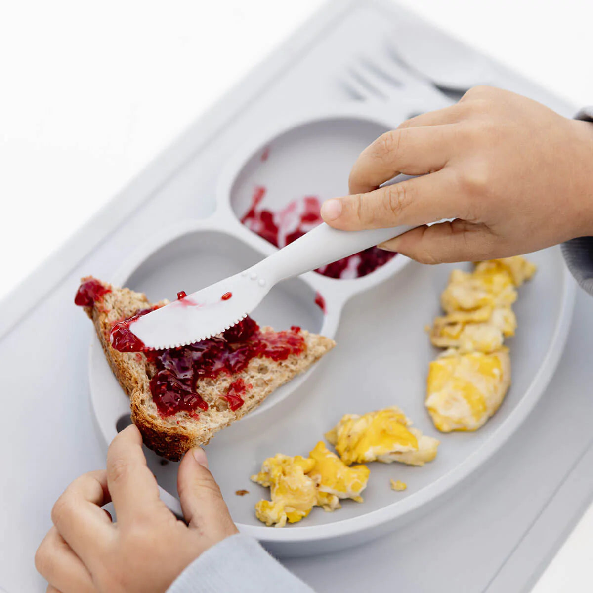 EZPZ Happy Utensils - Étain