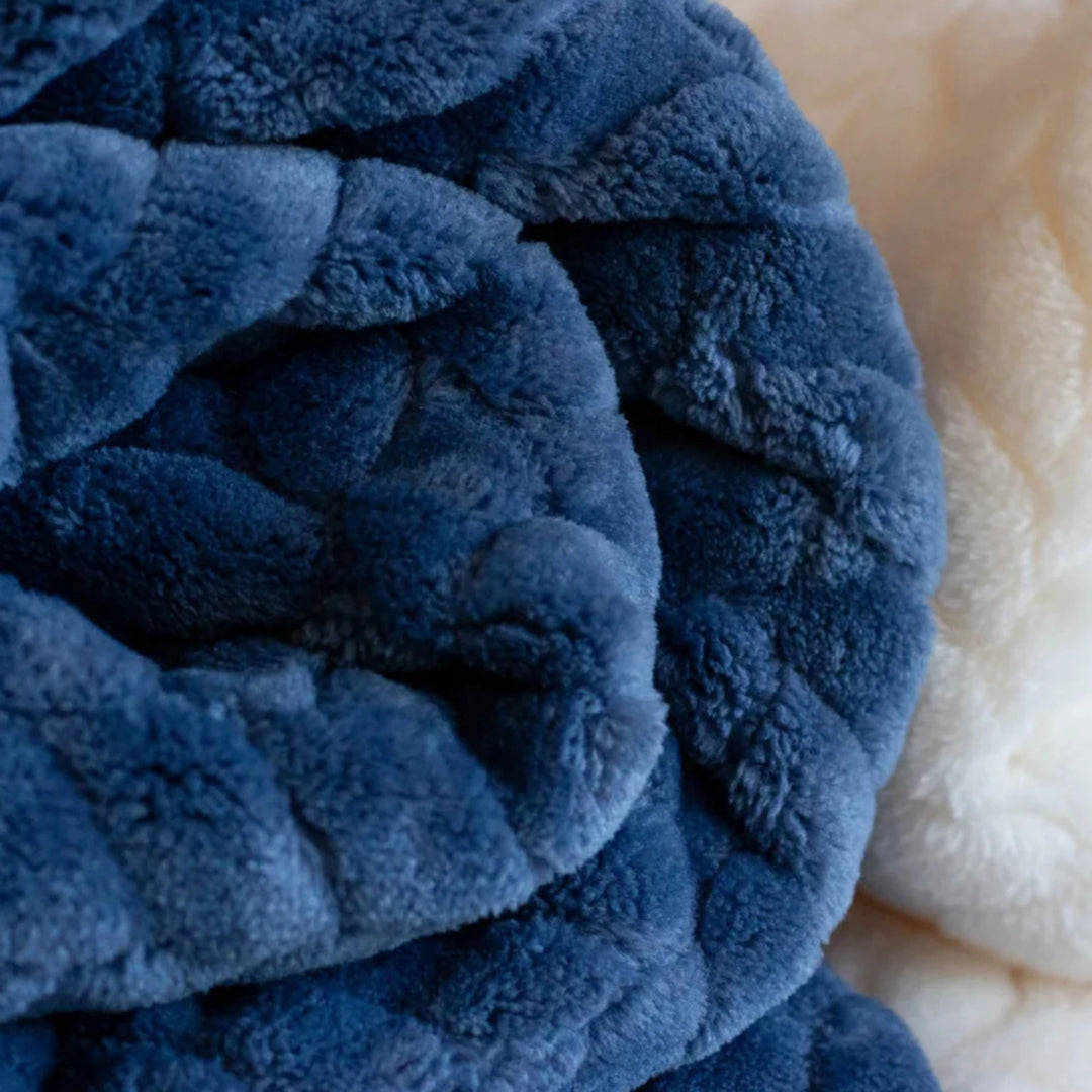 Couverture en flanelle jacquard JUDDLIES - Bleu marine