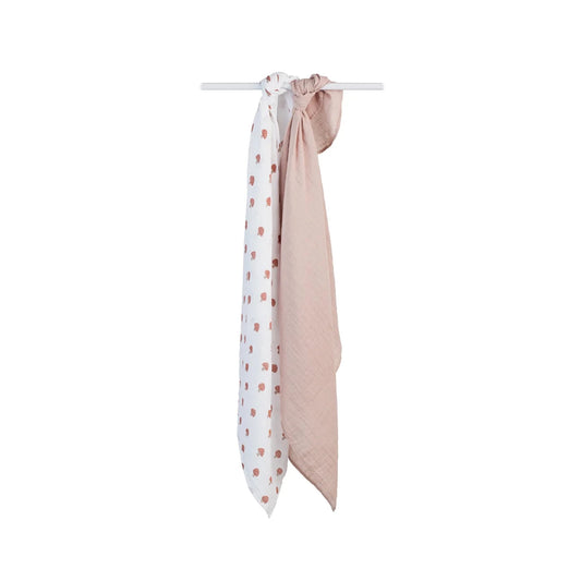 LULUJO-Cotton-Muslin-Swaddles-2-PK - Mushroom & Sand