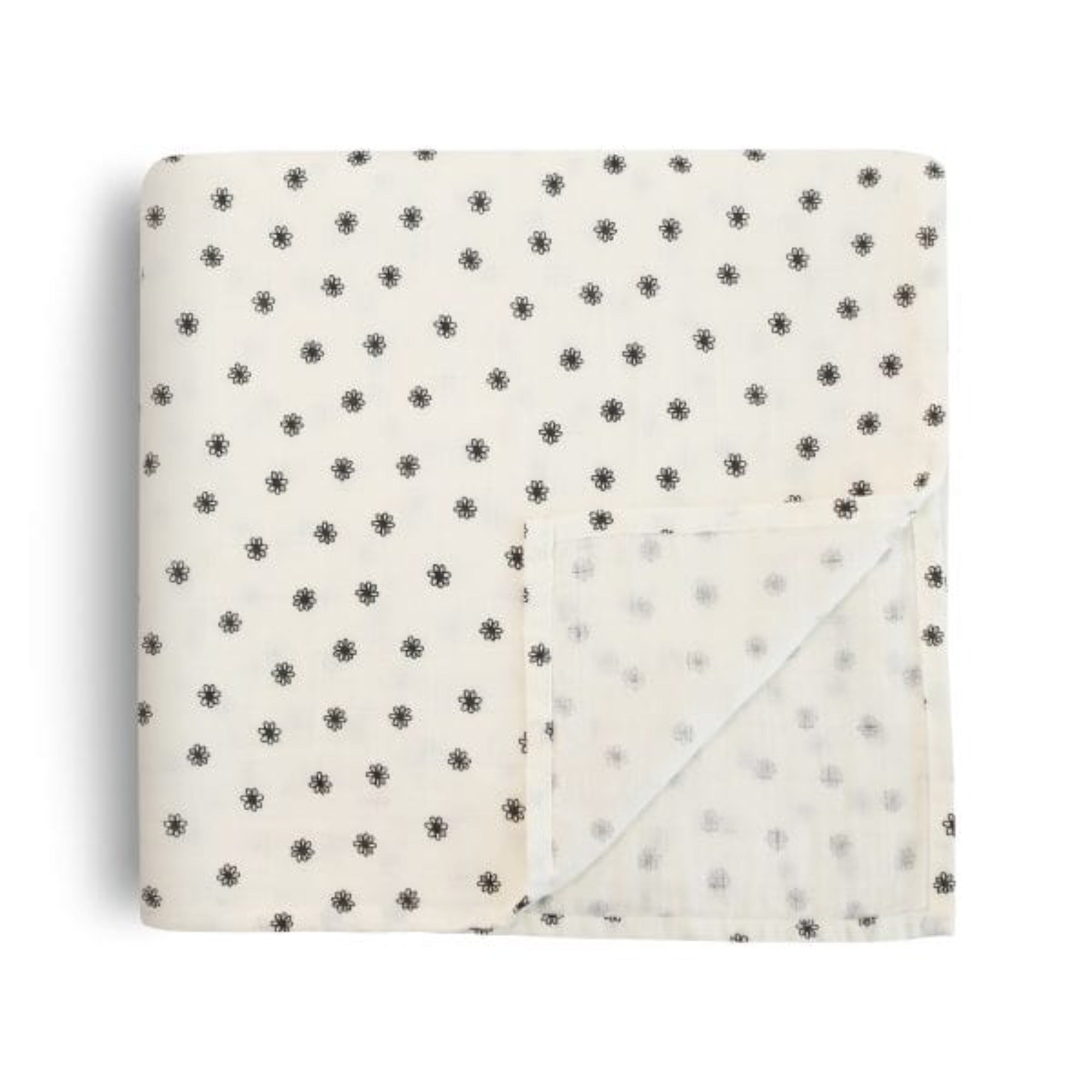 MUSHIE Muslin Swaddle Blanket Organic Cotton - Black Daisy