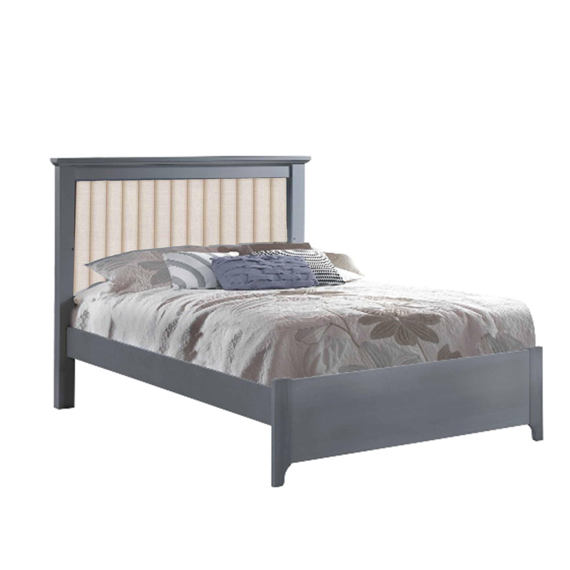 NATART Taylor Double Bed 54 with Channel Tufted Panel (low profile footboard)