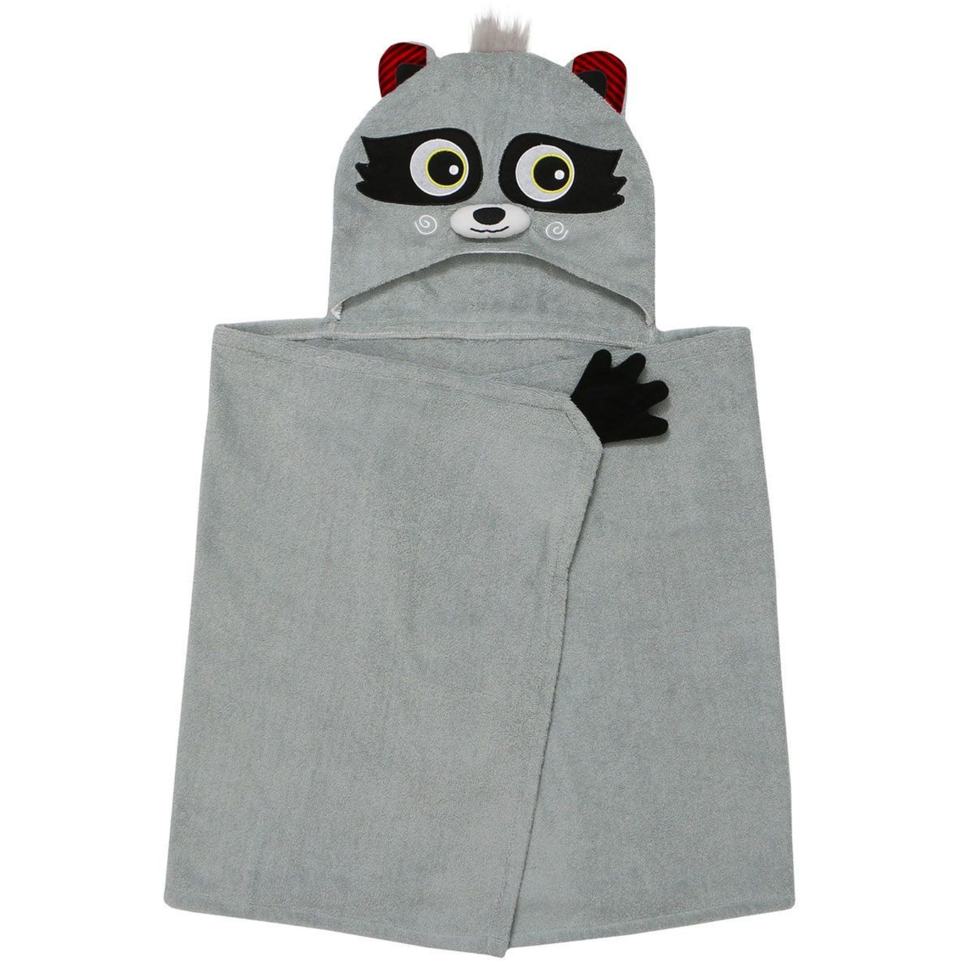 ZOOCCHINI Kids Plush Terry Hooded Bath Towel Rocco Raccoon 2Y+
