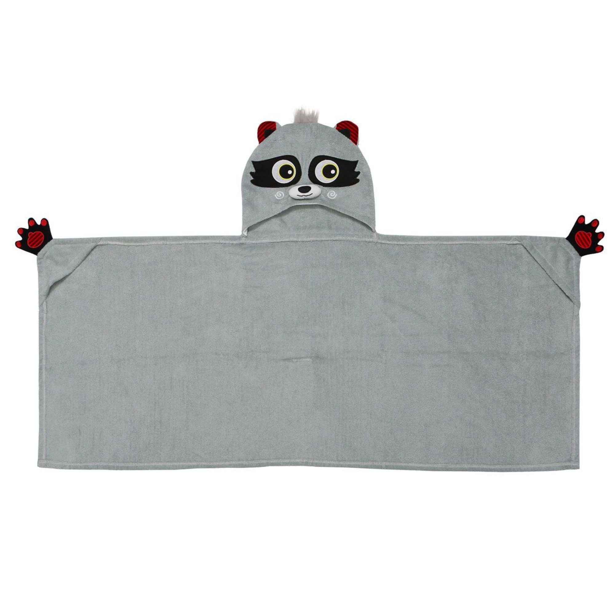 ZOOCCHINI Kids Plush Terry Hooded Bath Towel Rocco Raccoon 2Y+